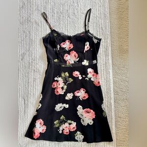 MinkPink Floral Black Dress Pink and White
